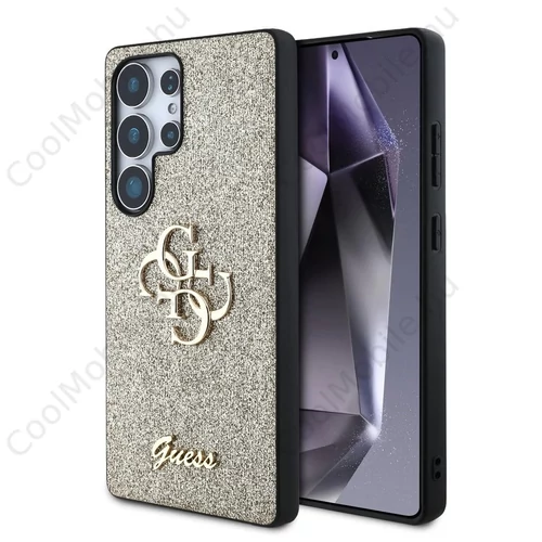 Guess PU Fixed Glitter 4G Metal Logo tok Samsung Galaxy S25 Ultra készülékhez arany