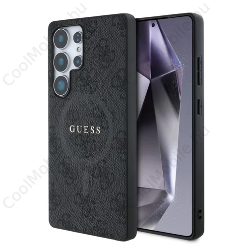 Guess PU Leather 4G Colored Ring MagSafe tok Samsung Galaxy S25 Ultra készülékhez fekete