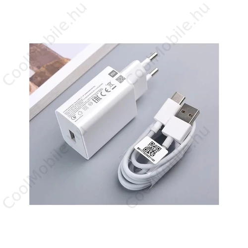 Xiaomi MDY-11-EP USB-A 22,5W utazótöltő + USB-C adatkábel fehér (Bulk)