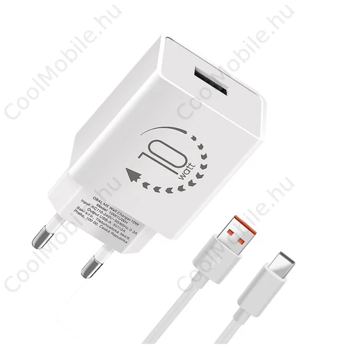 OBAL:ME fali töltő USB-A 10W + USB-A/USB-C kábel 1m fehér
