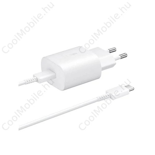 EP-TA800EWE + EP-DA705BWE Samsung 25W utazótöltő + USB-C/USB-C adatkábel fehér - csomagolás nélküli gyártói