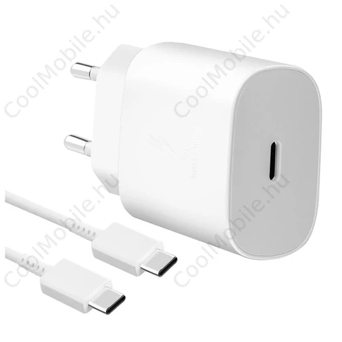 EP-TA800EWE + EP-DG980BWE Samsung 25W utazási töltő + USB-C/USB-C adatkábel fehér - csomagolás nélküli gyártói