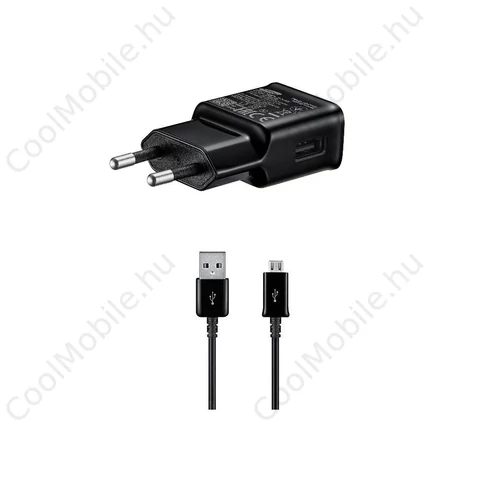 EP-TA200EBE + ECB-DU4EBE Samsung 15W utazó töltő + microUSB adatkábel fekete - csomagolás nélküli gyártói