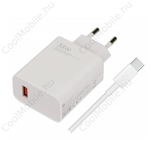 Xiaomi MDY-16-EF USB-A 33W utazási töltő + kábel USB-C fehér (Bulk)