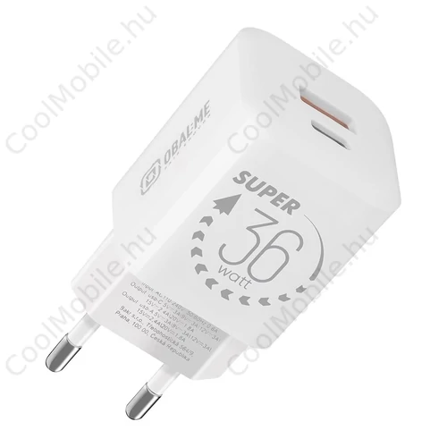 OBAL:ME GaN fali töltő USB-A + USB-C 36W fehér