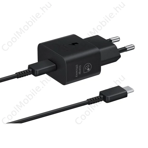 EP-T2510EBE + EP-DN980BBE Samsung USB-C 25W utazó töltő + USB-C adatkábel fekete (OOB Bulk)