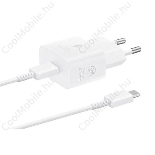 EP-T2510EWE + EP-DN980BWE Samsung USB-C 25W utazási töltő + USB-C adatkábel fehér - csomagolás nélküli gyártói