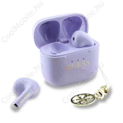 Guess Classic Logo Charm TWS vezeték nélküli fülhallgatók lila