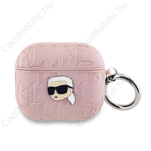 Karl Lagerfeld PU domborított Karl Head tok AirPods 3 készülékhez rózsaszín