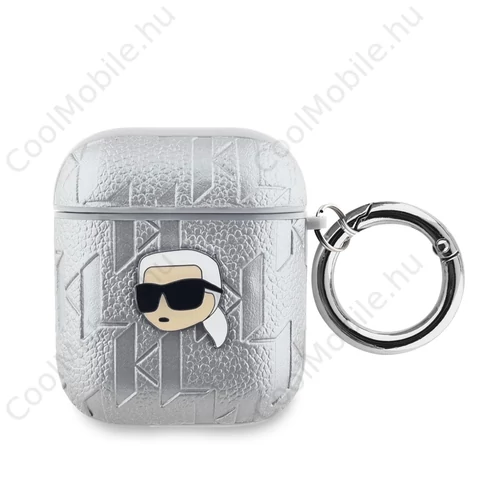 Karl Lagerfeld PU domborított Karl Head Case AirPods 1/2 készülékhez ezüst
