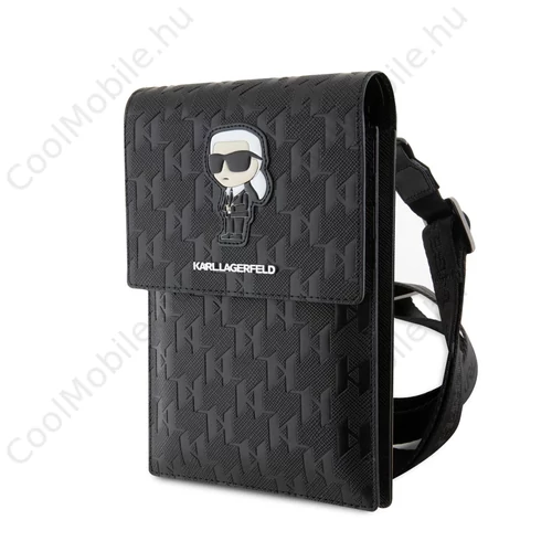 Karl Lagerfeld Saffiano Monogram Ikonik NFT tárcás telefontáska fekete