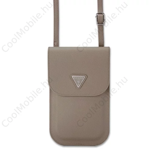 Guess PU Grained Triangle Logo telefon táska barna