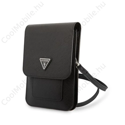Guess PU Saffiano Triangle Logo Telefon táska fekete