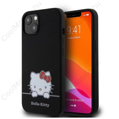 Hello Kitty Liquid Silicone Daydreaming Logo tok iPhone 13 Pro készülékhez fekete