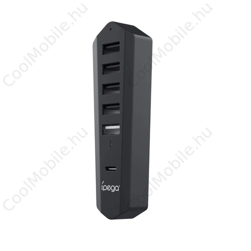 iPega P5S003 USB/USB-C elágazó PS5 Slim/PS5 Pro készülékhez fekete