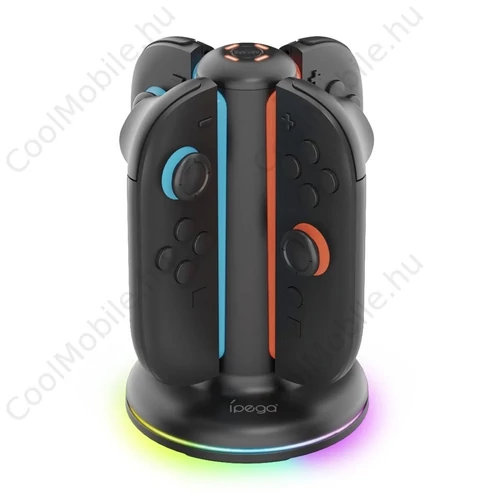 iPega SW2052 töltő dokk RGB-vel JoyCon vezérlőkhöz a Nintendo Switch 2 készülékhez, fekete