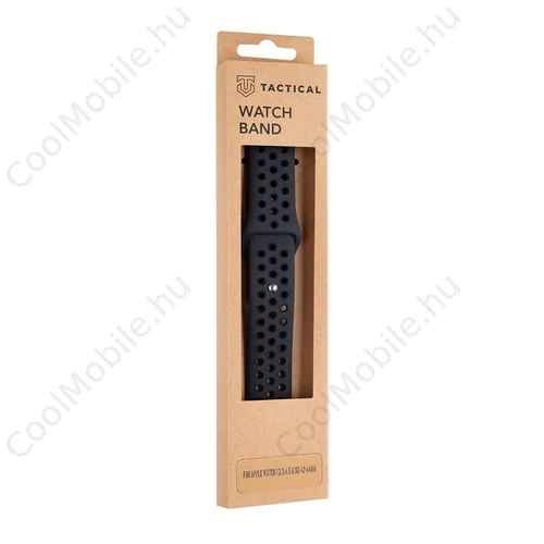 Tactical 161 dupla szilikon szíj Apple Watch 1/2/3/4/5/6/7/8/9/10/SE készülékhez 42/44/45/46mm fekete