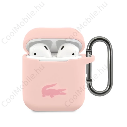 Lacoste Liquid Silicone Glossy Printing Logo tok Airpods 1/2 készülékhez rózsaszín