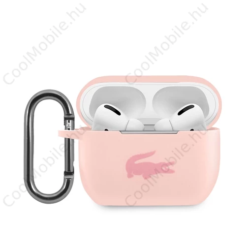 Lacoste Liquid Silicone Glossy Printing Logo tok Airpods Pro készülékhez rózsaszín