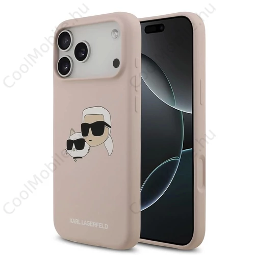 Karl Lagerfeld Liquid Silicone Double Heads MagSafe hátsó tok iPhone 17 Pro Max készülékhez rózsaszín