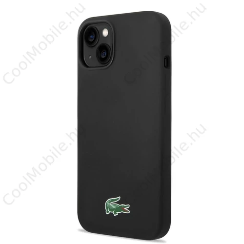 Lacoste Liquid Silicone Microfiber Croc Logo MagSafe hátsó tok iPhone 13/14/15 készülékhez fekete