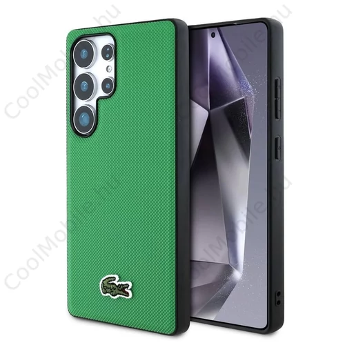 Lacoste Iconic Petit Pique Woven Logo MagSafe hátsó tok Samsung Galaxy S25 Ultra készülékhez zöld