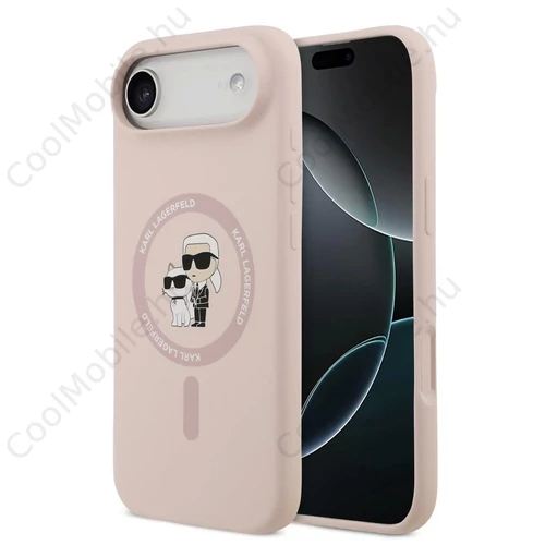 Karl Lagerfeld Liquid Silicone Karl and Choupette MagSafe tok iPhone 17 Air készülékhez rózsaszín