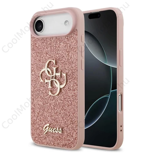 Guess PU Fixed Glitter 4G Metal Logo tok iPhone 17 Air készülékhez rózsaszín