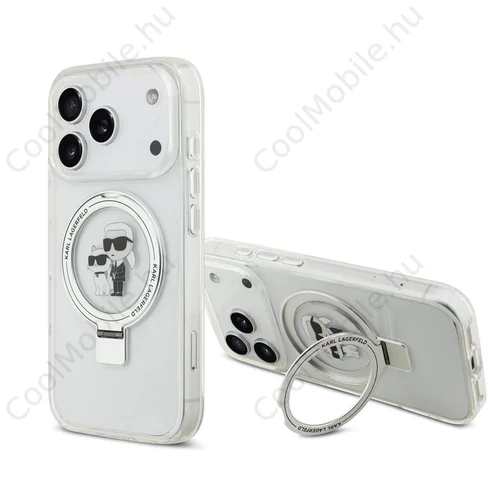 Karl Lagerfeld Ringstand Karl and Choupette MagSafe tok iPhone 17 Pro készülékhez fehér