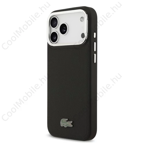 Lacoste Iconic Petit Pique kameraállványos MagSafe tok iPhone 17 Pro Max készülékhez fekete