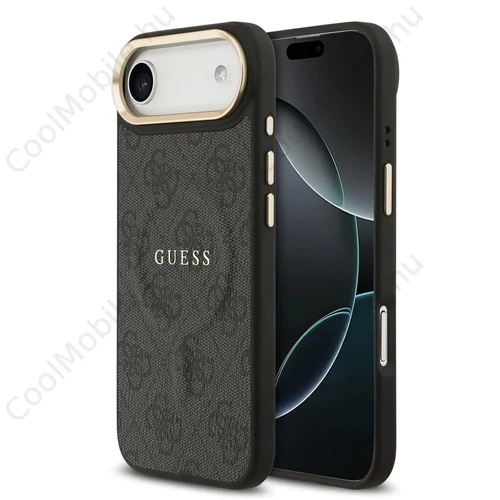 Guess PU Leather 4G Gold Frame MagSafe tok iPhone 17 Air készülékhez fekete