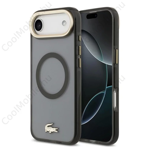 Lacoste PC/TPU Frosted Finish Gold Logo MagSafe tok iPhone 17 Air készülékhez fekete