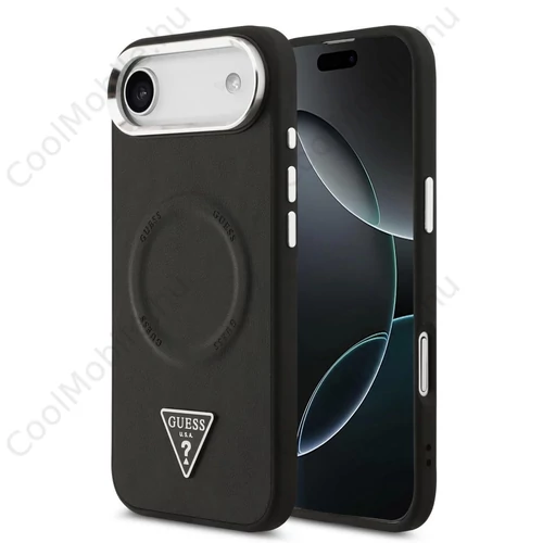 Guess PU Leather Triangle Logo MagSafe tok iPhone 17 Air készülékhez fekete