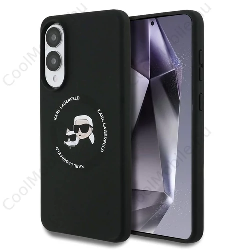 Karl Lagerfeld Liquid Silicone Double Heads MagSafe tok Samsung Galaxy S25 Edge készülékhez fekete