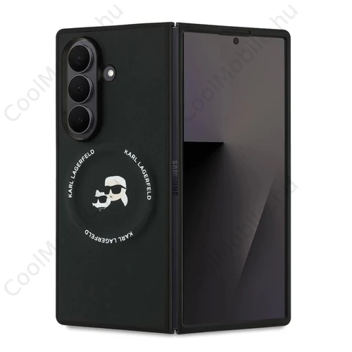Karl Lagerfeld PU Karl and Choupette Heads Magnetic tok Samsung Galaxy Z Fold 7 készülékhez fekete