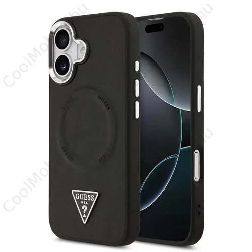 Guess PU Leather Triangle Logo MagSafe tok az iPhone 17 készülékhez fekete