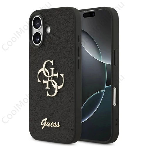 Guess PU Fixed Glitter 4G Metal Logo Tok iPhone 17 készülékhez fekete