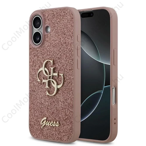 Guess PU Fixed Glitter 4G Metal Logo tok iPhone 17 készülékhez rózsaszín