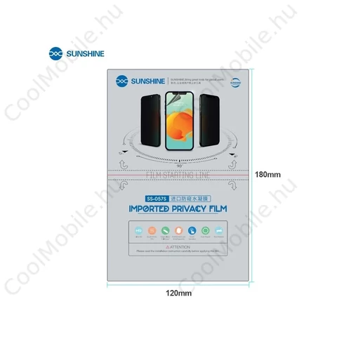 SUNSHINE SS-057S hidrogel privát kijelzővédők okostelefon készülékhez, 50 db