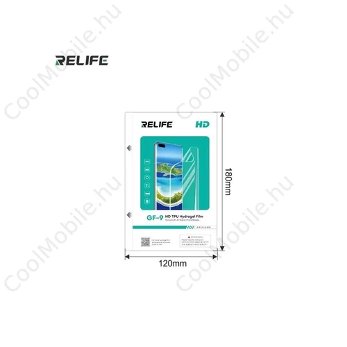 RELIFE GF-9 HD TPU Hydrogel fólia okostelefonokhoz, 50 db