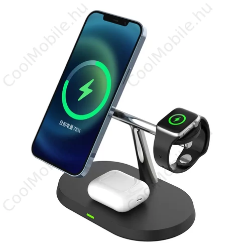 Xprotector 3in1 MagSafe QI vezeték nélküli töltőállvány QC 15W fekete