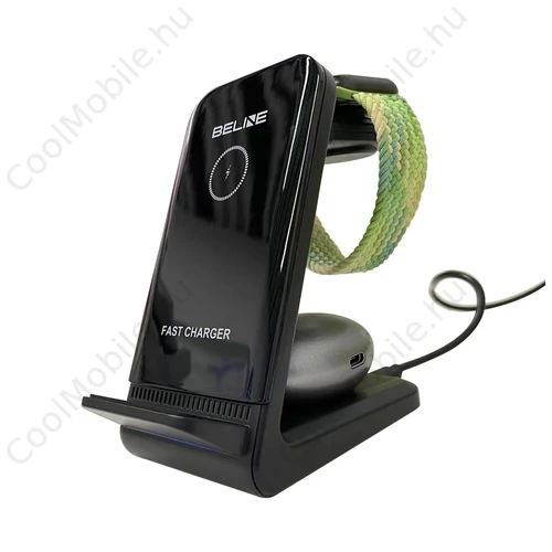Beline HY08 3in1 vezeték nélküli töltő Samsung Watch készülékekhez - 15W Fekete