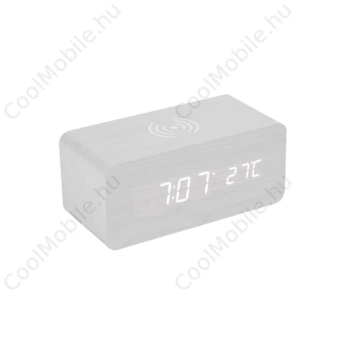 Xprotector XPRO™ Digitális ébresztőóra vezeték nélküli QI töltővel fehér 5W
