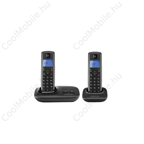 Motorola Fekete T412 DUO Hordozható vezetékes Dect telefon, üzenetrögzítővel