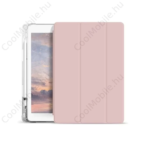 Xprotector XPRO™ Smart Book tok pencil tartóval és teljesen átlátszó szilikon hátlappal pink Apple Ipad 10,2" 2019 készülékhez
