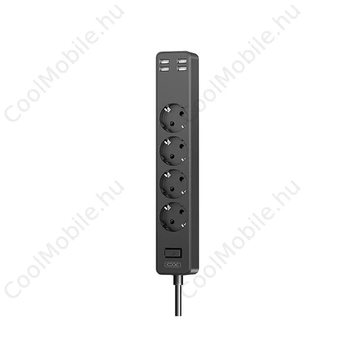 XO WL10 3-as elosztó 4*USB-A csatlakozóval 1.8M fekete