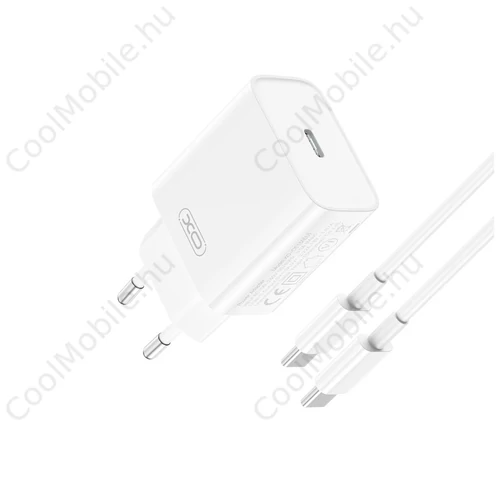 XO CE15 Hálózati Töltő szett PD20W 1*USB-C + USB-C / USB-C Fehér