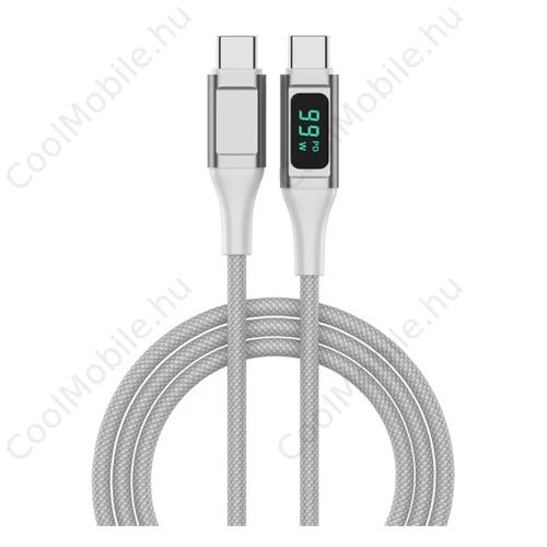 4smarts DigitCord Type-C - Type-C adatkábel kijelzővel 1,5m, fehér