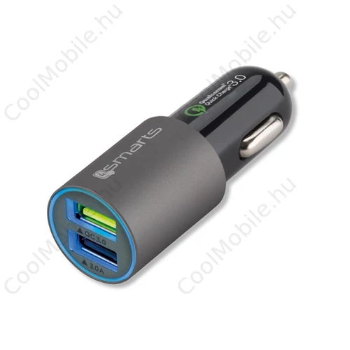 4smarts Rapid autós szivargyújtó gyorstöltő adapter 2xUSB, QC 3.0, 3.1A, 30W matt-szürke