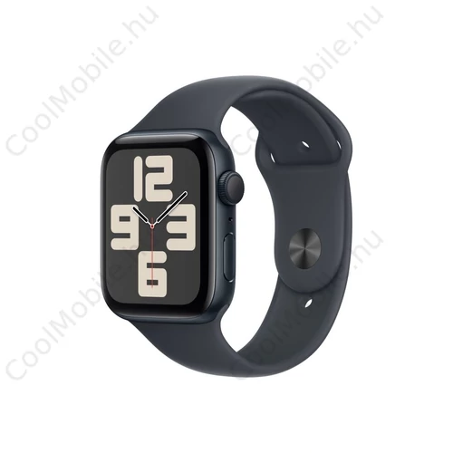 Apple Watch SE (2024) GPS 44mm fekete alumínium tok, fekete sportszíj S/M